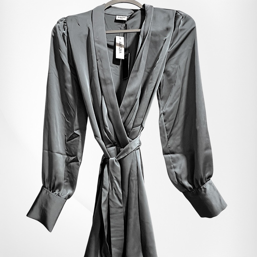 NWT Babaton Satin Wrap Mini Dress - Picture 5 of 7
